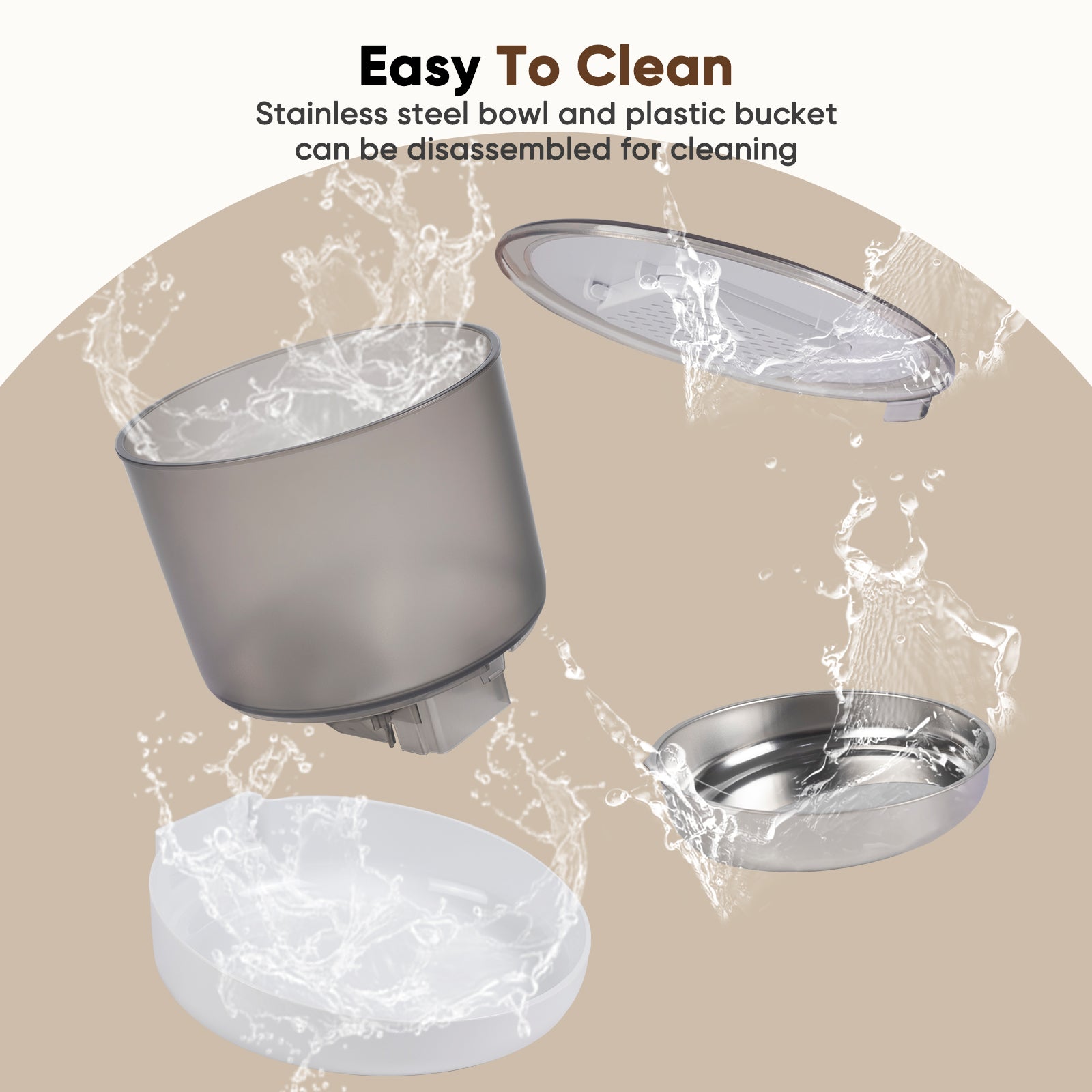 Anykuu 4L Automatic Cat Feeder Dispenser 1-6 Meals a Day Cat and Dog Food with Recording Function and Stainless Steel Bowl, USB, White